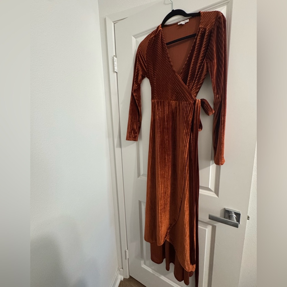 Baltic Born Jada Ribbed Velvet Maxi Dress in Copper- Medium